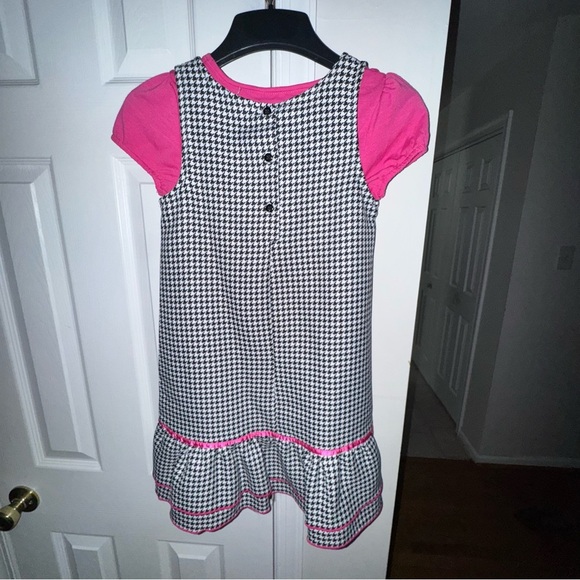 George Girls Size 8 Poodle Dress Set Black Houndstooth Pink Shirt Ruffle Hem NWT - Picture 2 of 14